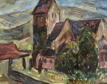 "Kirche in Worpswede", Öl/ Malkarton, sign. "R. Koepke" u.r., 35x44 cm, Rahmen