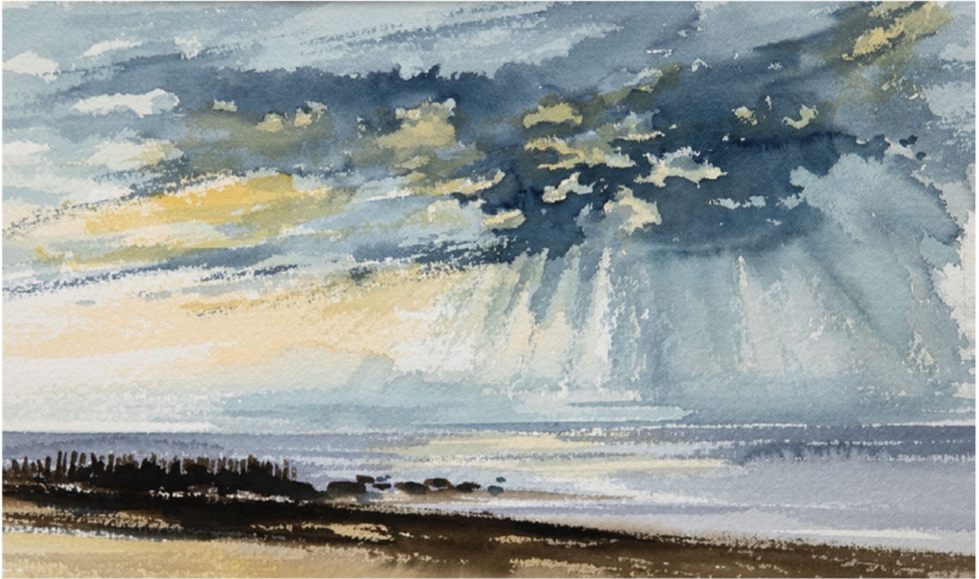 Bochmann, Heinz (1921 Oelsnitz- 2011 Bad Doberan) "Ostseeküste nach dem Regen", Aquarell, unsignier