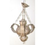 Barock-Lampe, 18. Jh., Kirchenampel, Messing versilbert, Balusterform mit gedrücktem, ornamentalem
