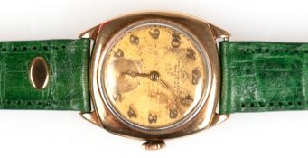 Armbanduhr "IWC", 585er GG, um 1940, goldfarbenes Zifferblatt (mit starken Gebrauchspuren) bez. "Jo
