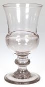 Pokalglas, farbloses Glas, 19. Jh., Scheibenfuß mit Abriß, Stiel mit Nodus, Kuppa mit ausgestelltem