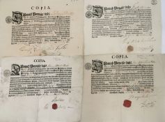 4 Geburts-Briefe, 18. Jh., Johann Gottfried ...?, dat. 1796,  Ludwig Schultze, dat. 1765, Johann Fr