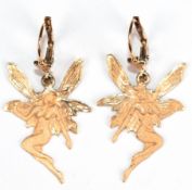 Paar Ohrringe "Elfen", 925er Silber, 18 kt. vergoldet, z. T. mattiert,  L. mit Brisur 3,8 cm