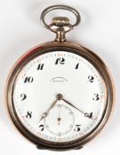 Taschenuhr "Eterna Chronometre", 2 Deckel 800er Silber teilvergoldet, weißes Zifferblatt mit arabis