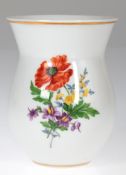 Meißen-Vase, Bunte Blume 3 mit Goldrändern, Balusterform mit ausgestelltem Rand, 1. Wahl, Gebrauchs