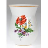 Meißen-Vase, Bunte Blume 3 mit Goldrändern, Balusterform mit ausgestelltem Rand, 1. Wahl, Gebrauchs