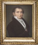 Biedermeier-Porträtmaler "Bildnis eines Herren", Pastell, unsign., 48x40 cm, hinter Glas im Origina