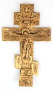 Orthodoxes Kreuz, Messing, Schauseite vergoldet (berieben), 20,5x12 cm