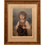 Kunstdruck vom Berliner Kunstverein 1906 "Kleiner Junge mit lockigem Haar", bez. hinter dem Rahmen,