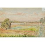 Dolberg, Helene (1881 Barkow-1979 Hildesheim) "Weite Seenlandschaft", Aquarell, sign. u.l., Flecke