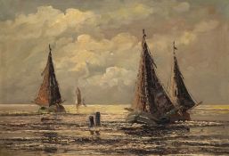 Coune, Jean (1900-1963) "Fischerboote in der Abendsonne", Öl/ Lw., sign. u.r., 60x80 cm, Rahmen