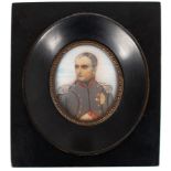 Miniatur "Napoleon", 6x5 cm, im Rahmen mit ovalem Ausschnitt