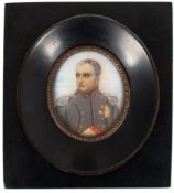Miniatur "Napoleon", 6x5 cm, im Rahmen mit ovalem Ausschnitt