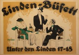 Plakat "Linden-Buffet- Unter den Linden 17-18", Berlin, Entwurf Hofmüller, um 1920er Jahre, Galerie