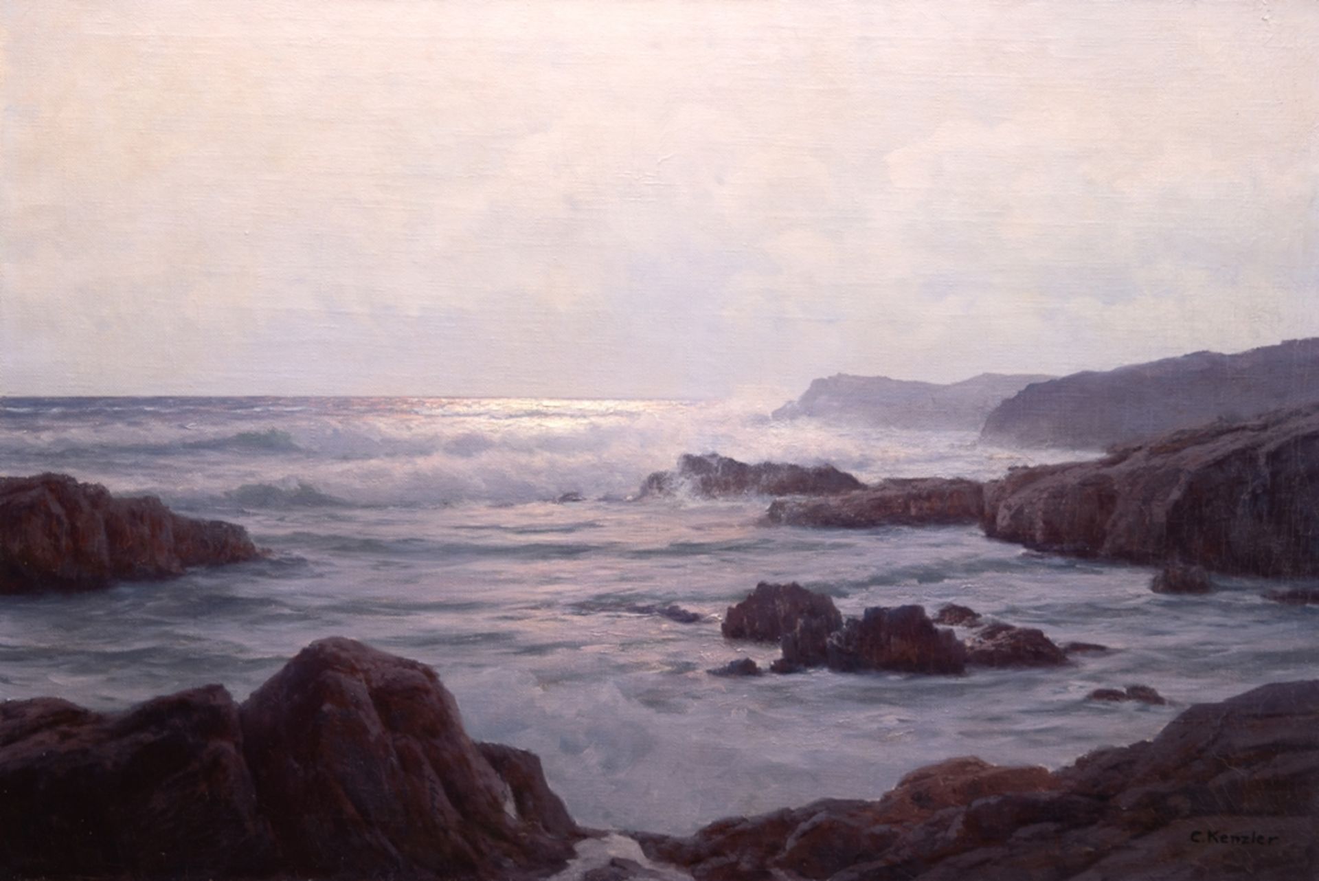 Kenzler, Carl (1872 Berlin-1947 Potsdam) "Felsenküste", Öl/Lw., signiert u.r., 72x100 cm, ungerahmt