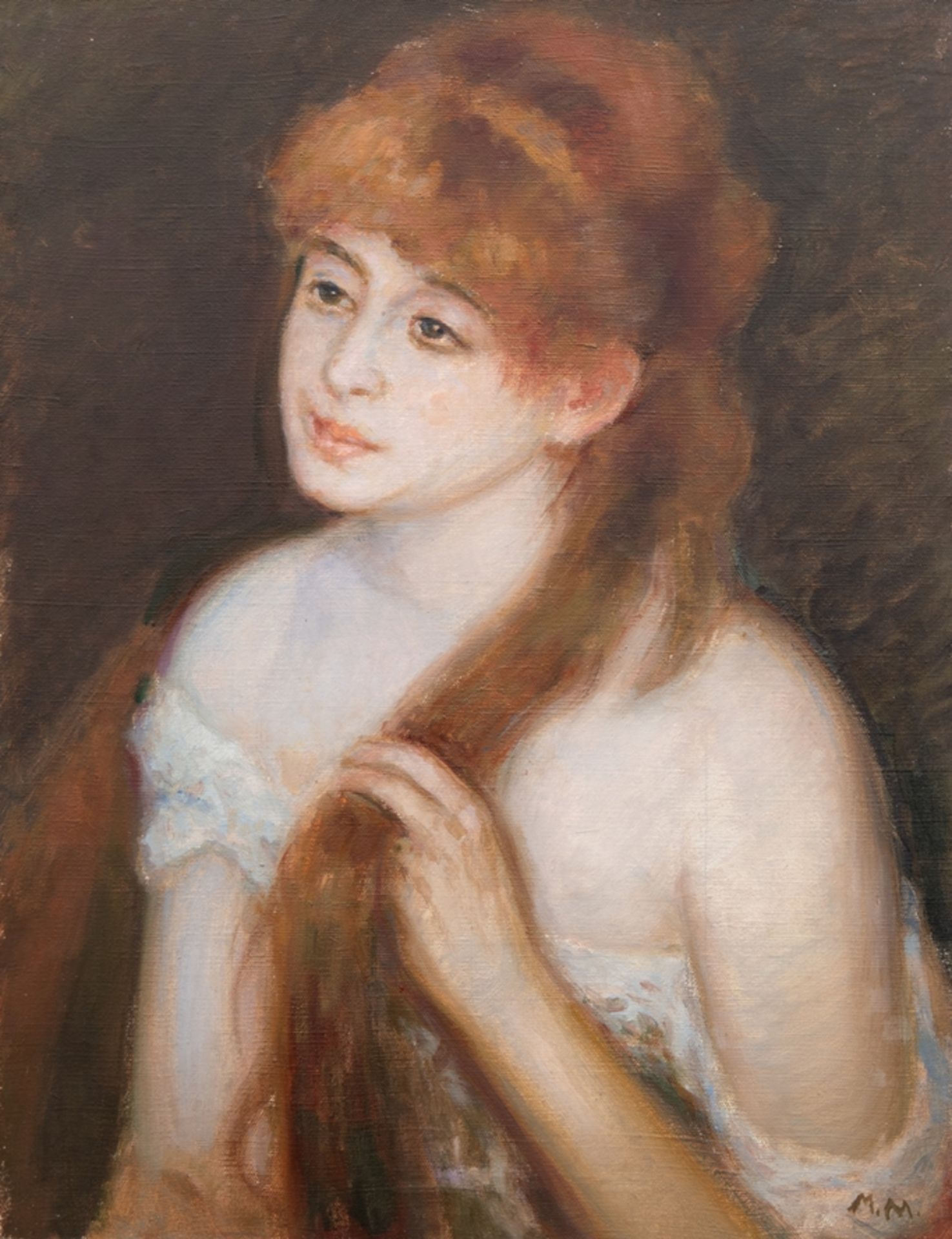Molowiecki, Maxim (Ukrainischer Künstler) "Halbporträt einer jungen Frau mit rotem Haar", Öl/ Lw., 
