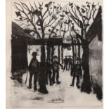 Utrillo, Maurice (1883 Montmartre, Paris, -1955 Dax, Frankreich) "Auf dem Markt", Litho., unsign.,