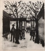 Utrillo, Maurice (1883  Montmartre, Paris, -1955 Dax, Frankreich) "Auf dem Markt", Litho., unsign.,