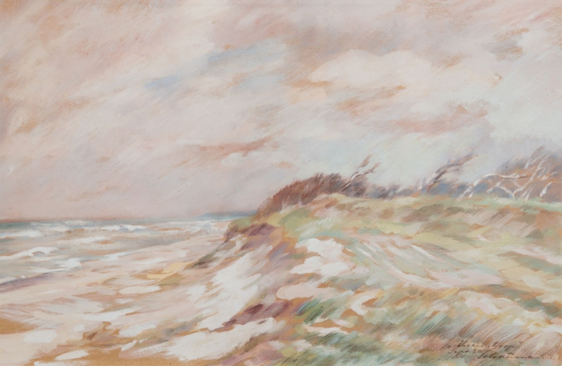 Schaumann, Ernst (1890 Königsberg-1955 Pramort/Zingst) "Ahrenshoop", Gouache, sign. u.r. und dat. S