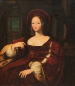 Kopie nach Raphael Santi "Johanna von Aragon", Öl/ Lw., unsign., 46x38 cm, Rahmen
