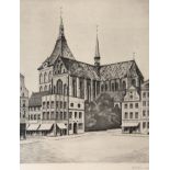 Pohl, W. "St. Marien Rostock", Radierung, sign. u.r., 24,5x19 cm, Blattgröße 40x30 cm, ungerahmt