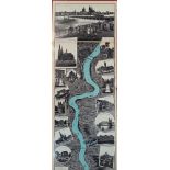 Großes "Rhein-Ponorama von Köln bis Mainz", um 1900, Klapptafel mit Darstellung einzelner Sehenswür