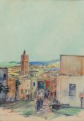 Tschirch, Egon (1889 Rostock-1948 Rostock) "Ansicht von Tunis", Aquarell, sehr frühes Werk des Küns