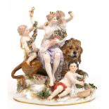 Meissen-Figurengrupe, Allegorie "Die Erde", 19. Jh., D83, Entwerfer: M.V. Acier, farbige Aufglasurm