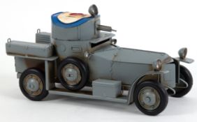 Modellauto, englischer Panzerwagen Typ "Roden 801", Blech farbig gefaßt, L. 32 cm