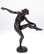 De Rosales, Emanuele Ordono (1873-1919) "Tänzerin", Bronze, dunkel patiniert,  auf getrepptem Runds
