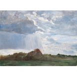 Wencke, Sophie (1874 Bremerhaven-1963 Worpswede) "Wolkenverhangener Himmel über Wiesenlandschaft", 