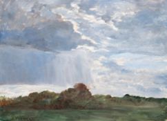 Wencke, Sophie (1874 Bremerhaven-1963 Worpswede) "Wolkenverhangener Himmel über Wiesenlandschaft", 