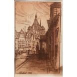 Eulert, Albert (1890 Rostock-1946 Wismar) "Hopfenmarkt von Rostock", Radierung, sig. u.l. und dat. 