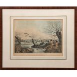 Havell, Robert (1793 Reading-1878 New York) "Wild Duck Shooting-Wildentenjagd", kolorierte Aquatint