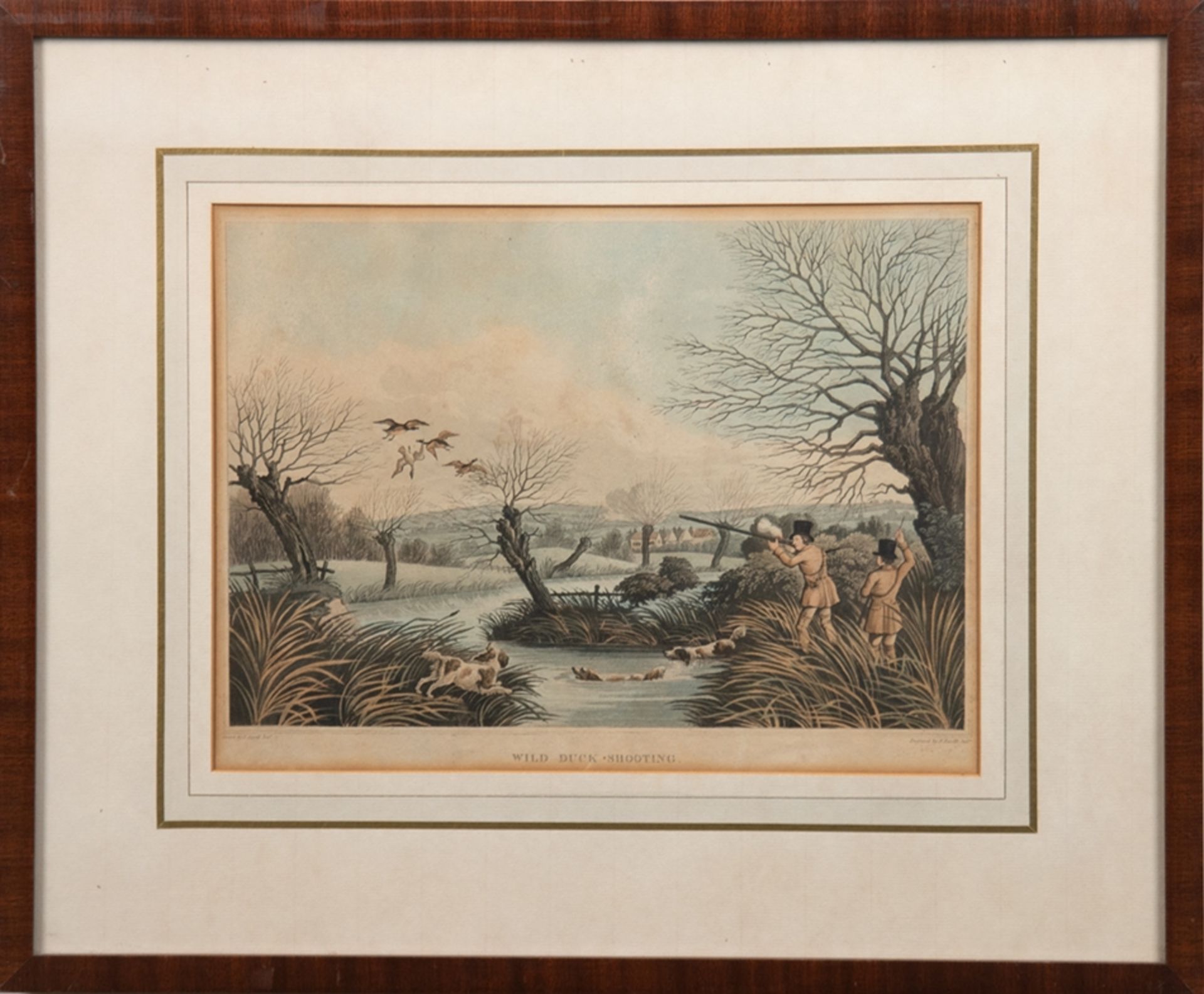 Havell, Robert (1793 Reading-1878 New York) "Wild Duck Shooting-Wildentenjagd", kolorierte Aquatint