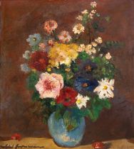 Grossmann, Ludwig W. (1894-1960) "Impressionistisches Blumenstilleben", Öl/ Mp., sign. u.l., 41x36