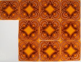 10 Wandfliesen, Keramik, Dekor Safari, orange/braun, 15x15 cm