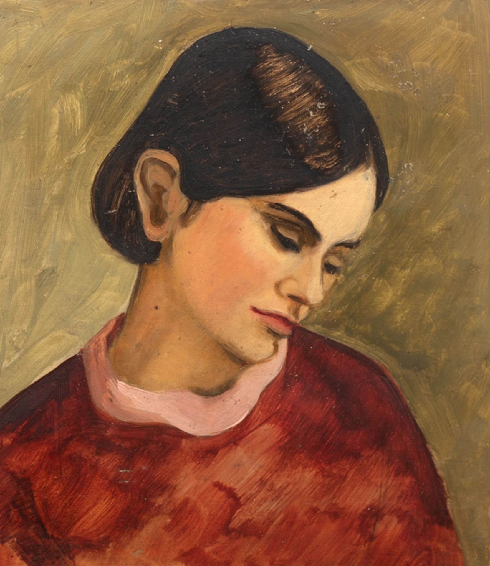 Wohlwill-Thomae, Emmy (1883 Hamburg-1961 ebenda) "Mädchenporträt", Öl/ Karton, rückseitig sign. und