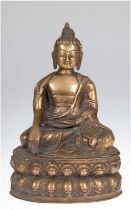 Buddha-Figur "Buddha mit Erleuchtung und Erdberührungsgeste auf doppeltem Lotosthron sitzend", Bron