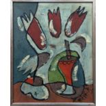 Kecir, Bohumil Samuel (1904-1987) "Abstraktes Blumenmotiv", Öl/ Mp., sign. u.r., 50x40 cm, Rahmen