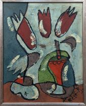 Kecir, Bohumil Samuel (1904-1987) "Abstraktes Blumenmotiv", Öl/ Mp., sign. u.r., 50x40 cm, Rahmen
