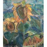 Lämmle, H.R. (20.Jh.) "Sonnenblumen", Mischtechnik, sign. u.l. und dat. ´67, 61x51 cm, Rahmen
