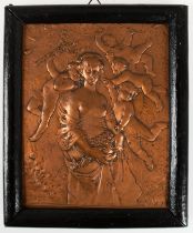 Kupfer-Relief "Sommer", nach C. Waschmann, 12x9,5 cm, Rahmen