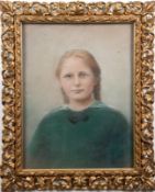 Freese, Hedwig (1873 Stralsund, lebte in Stralsund) "Mädchenporträt", Pastell, 2x sign. und bez. "S