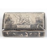 Dose, Moskau 1870, 84 Zol. Silber, allseitig architektonischer Niellodekor, 41 g, 1,7x5,4x3 cm