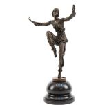 Bronze im Art-Deco-Stil "Tänzerin", Bronze-Figur braun patiniert, Nachguß 20. Jh. signiert "P. Laur