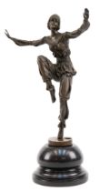 Bronze im Art-Deco-Stil "Tänzerin", Bronze-Figur braun patiniert, Nachguß 20. Jh. signiert "P. Laur