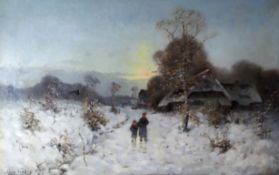 Fedder, Otto (1873 Schwerin-1919 Wildschwaige a. d. Taubenberg)  "Abendliche Winterlandschaft mit P