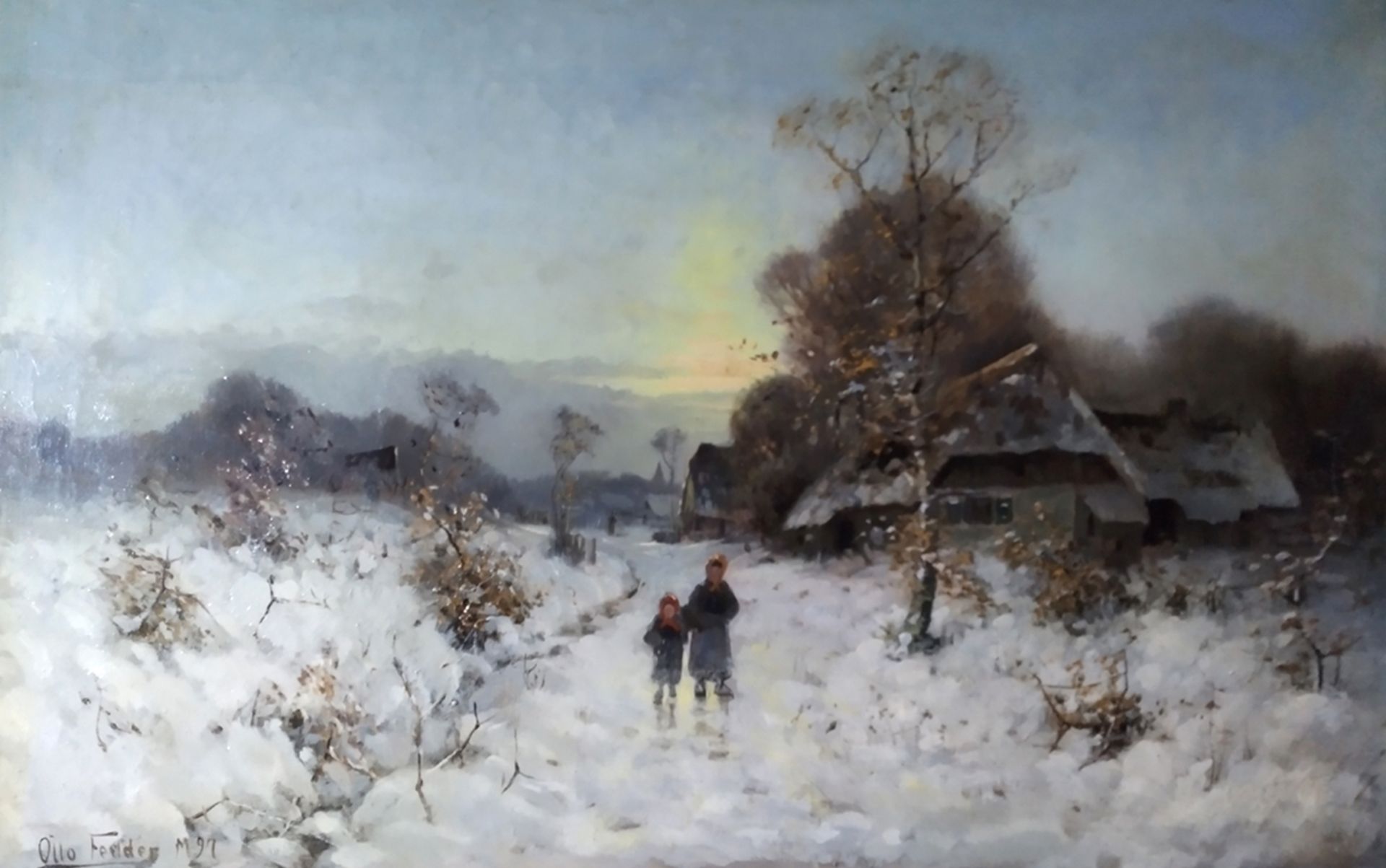 Fedder, Otto (1873 Schwerin-1919 Wildschwaige a. d. Taubenberg)  "Abendliche Winterlandschaft mit P