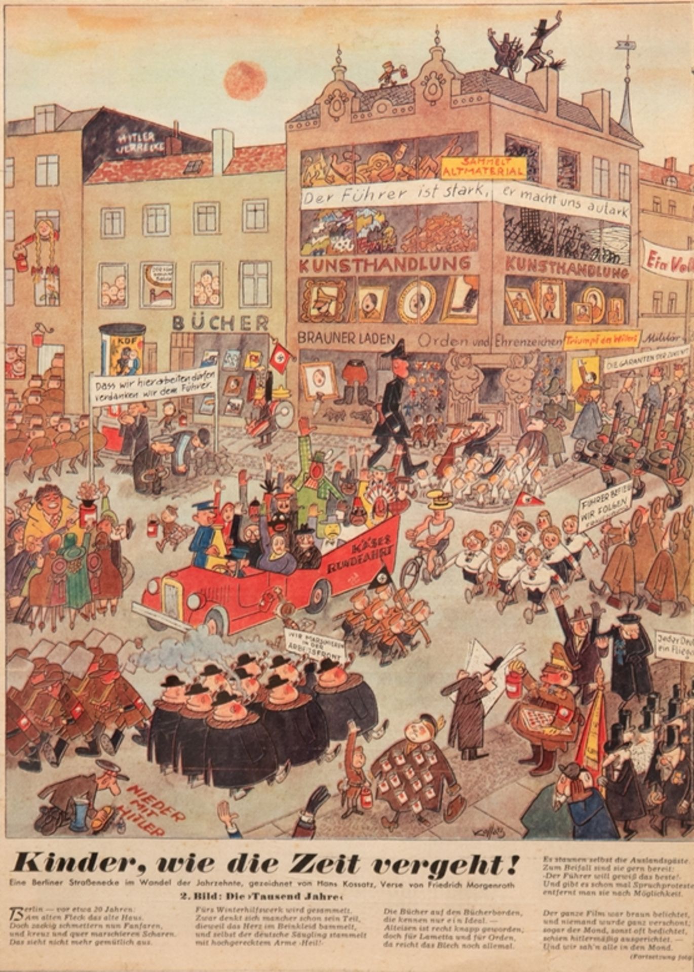 Kossatz, Hans (1901 Berlin-1985 ebenda) "Kinder wie die Zeit vergeht", Litho., beschnitten, 36x25 c